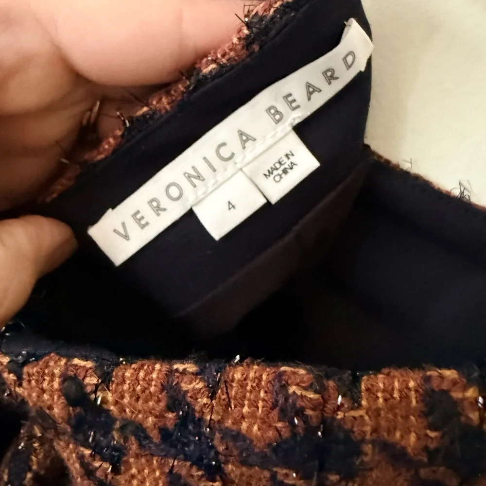 Veronica Beard Andriel Houndstooth Tween Mini Skirt Brown Black Navy Size 4